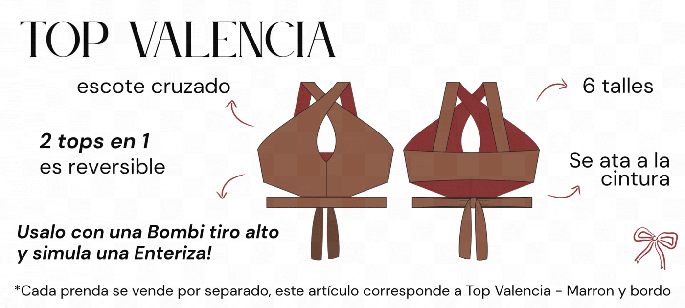 Top valencia rosado reversible con escote cruzado